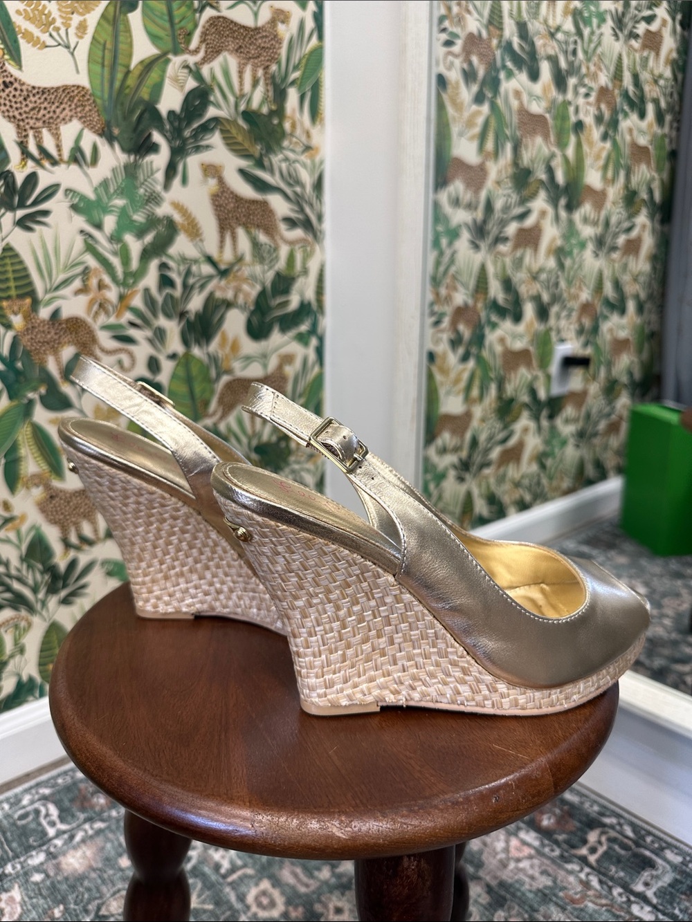 Lilly Pulitzer Gold Metallic Kristin Wedge Slingback Heels size 8 - Picture 5 of 6